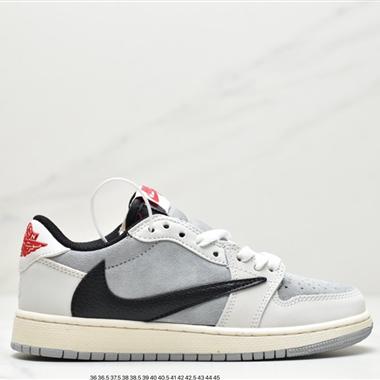 Travis Scott x Nike Air Jordan 1 Low倒勾低幫黑白灰運動板鞋