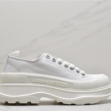 AlexanderMcQueen 系帶厚底帆布鞋