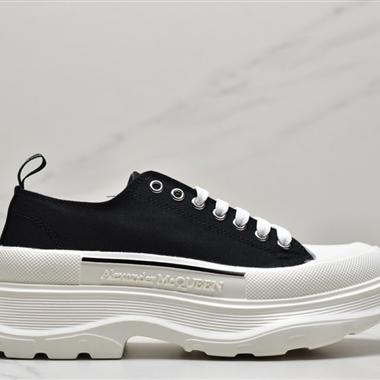 AlexanderMcQueen 系帶厚底帆布鞋