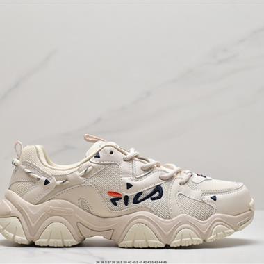 FILA 斐樂貓爪鞋女夏季潮流運動鞋子休閑舒適透氣百搭黑色老爹鞋