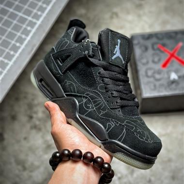 Kaws x Nike Air Jordan 4 Retro"Black Cold Gray" AJ4代中幫復古休閑運動文化籃球鞋