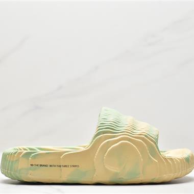 Adidas Original Adilette 22 Slide"Glow Green" 22代系列山脊造型椰子風沙灘涉水百搭運動穿搭拖鞋 