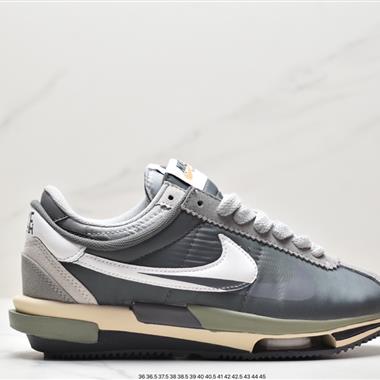 Sacai x  Nike Air Zoom Cortez SP 4.0"Grey White"B.4.0系列改良阿甘低幫解構厚底老爹風休閑運動慢跑鞋