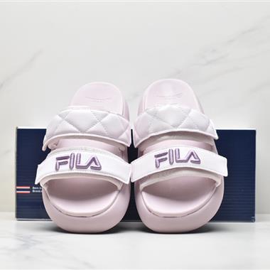 FILA De Mujer Sandal 甜甜圈系列摩登時尚夏季沙灘魔術貼厚底一字拖涼拖鞋