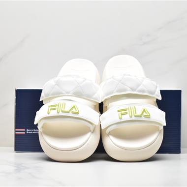 FILA De Mujer Sandal 甜甜圈系列摩登時尚夏季沙灘魔術貼厚底一字拖涼拖鞋