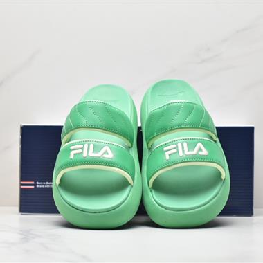 FILA De Mujer Sandal 甜甜圈系列摩登時尚夏季沙灘魔術貼厚底一字拖涼拖鞋