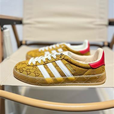 Adidas x GUCCI 聯名 訓帆布系列 三葉草休閒板鞋