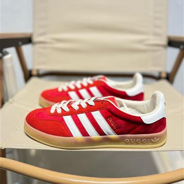 Adidas x GUCCI 聯名 訓帆布系列 三葉草休閒板鞋