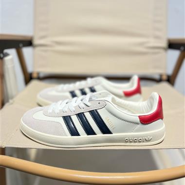 Adidas x GUCCI 聯名 訓帆布系列 三葉草休閒板鞋