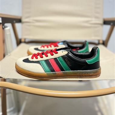 Adidas x GUCCI 聯名 訓帆布系列 三葉草休閒板鞋
