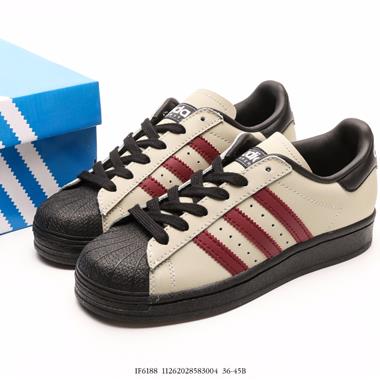 Adidas Originals SuperstarKhakiVine RedBlack經典貝殼頭系列低幫百搭休閑運動板鞋