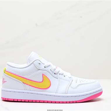 Nike Air Jordan 1 Retro Low GS"White Pink Yellow Volt"AJ1