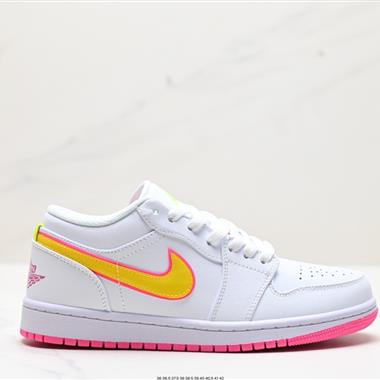 Nike Air Jordan 1 Retro Low GS”White Pink Yellow Volt“AJ1
