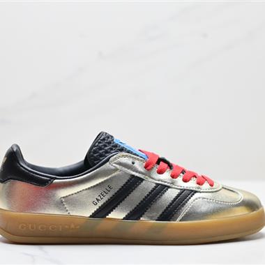 Gucci x Adidas Originals Gazelle INdoor 三葉草休閑防滑耐磨低幫板鞋