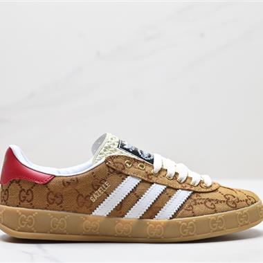 Gucci x Adidas Originals Gazelle INdoor 三葉草休閑防滑耐磨低幫板鞋