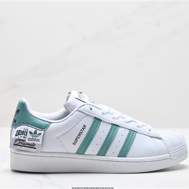 Adidas三葉草 Originals Superstars」White/Red Laceless「」貝殼頭彈力帶鞋舌經典百搭休閑運動板鞋