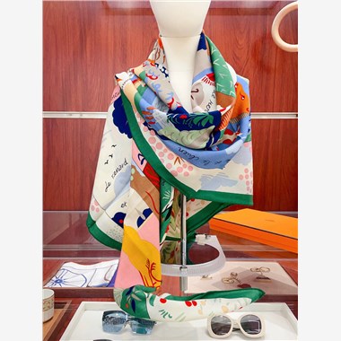 HERMES  2024秋冬新款時尚圍巾 尺寸:140-140