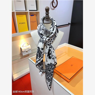 HERMES 2024秋冬新款時尚圍巾 尺寸:140-140