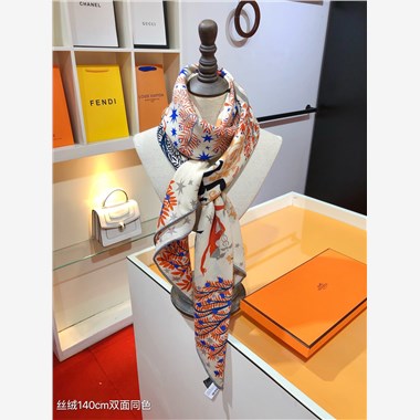HERMES 2024秋冬新款時尚圍巾 尺寸:140-140