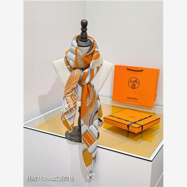 HERMES 2024秋冬新款時尚圍巾 尺寸:140-140