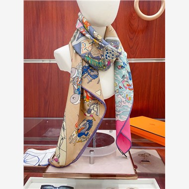 HERMES 2024秋冬新款時尚圍巾 尺寸：140-140