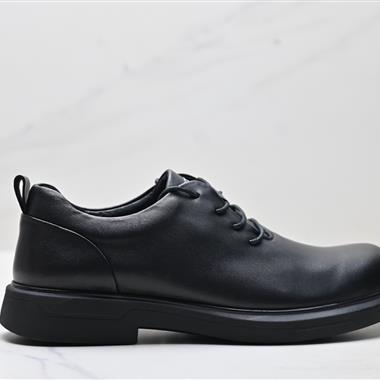 Ecco 透氣潮流系帶厚底耐磨英倫商務真皮皮鞋