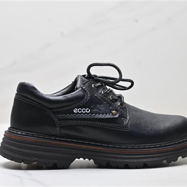 Ecco 透氣潮流系帶厚底耐磨英倫商務真皮皮鞋