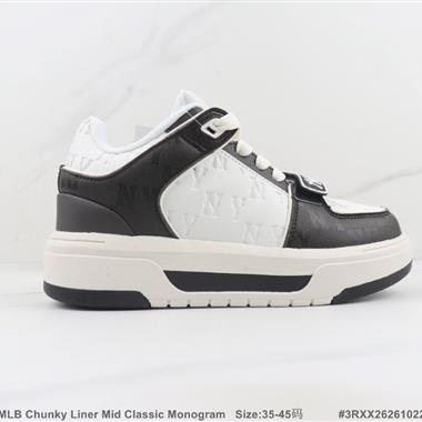 MLB Chunky Liner Mid Classic Monogram 低幫厚底休閒鞋