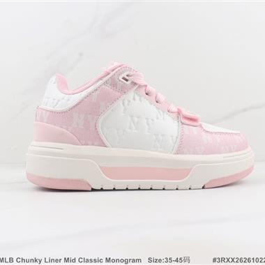 MLB Chunky Liner Mid Classic Monogram 低幫厚底休閒鞋