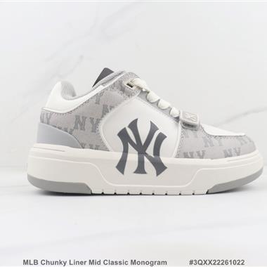 MLB Chunky Liner Mid Classic Monogram 低幫厚底休閒鞋