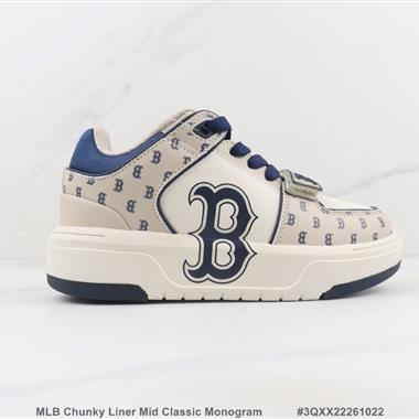 MLB Chunky Liner Mid Classic Monogram 低幫厚底休閒鞋