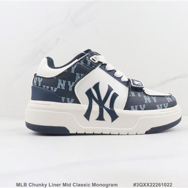 MLB Chunky Liner Mid Classic Monogram 低幫厚底休閒鞋