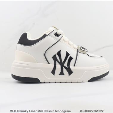 MLB Chunky Liner Mid Classic Monogram 低幫厚底休閒鞋